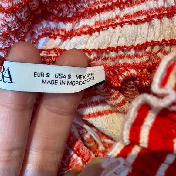 Zara Short Sleeve Striped Midi Dress - Picture 6 of 7